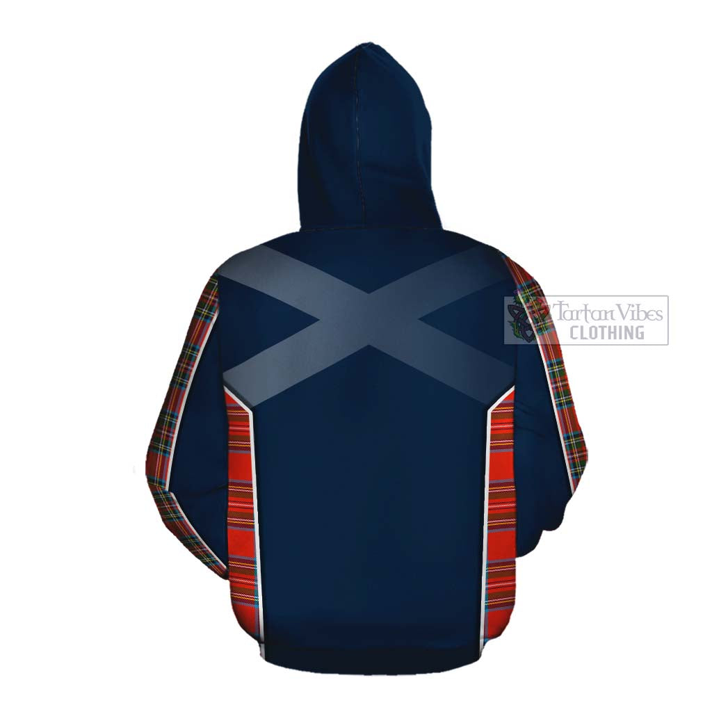 Tartan Vibes Clothing Stewart (Stuart) Tartan Cotton Hoodie with Family Crest and Lion Rampant Vibes Sport Style