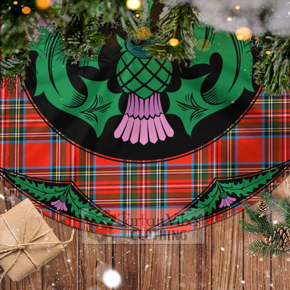 Tartan Vibes Clothing Stewart (Stuart) Tartan Christmas Tree Skirt Scottish Thistle Style