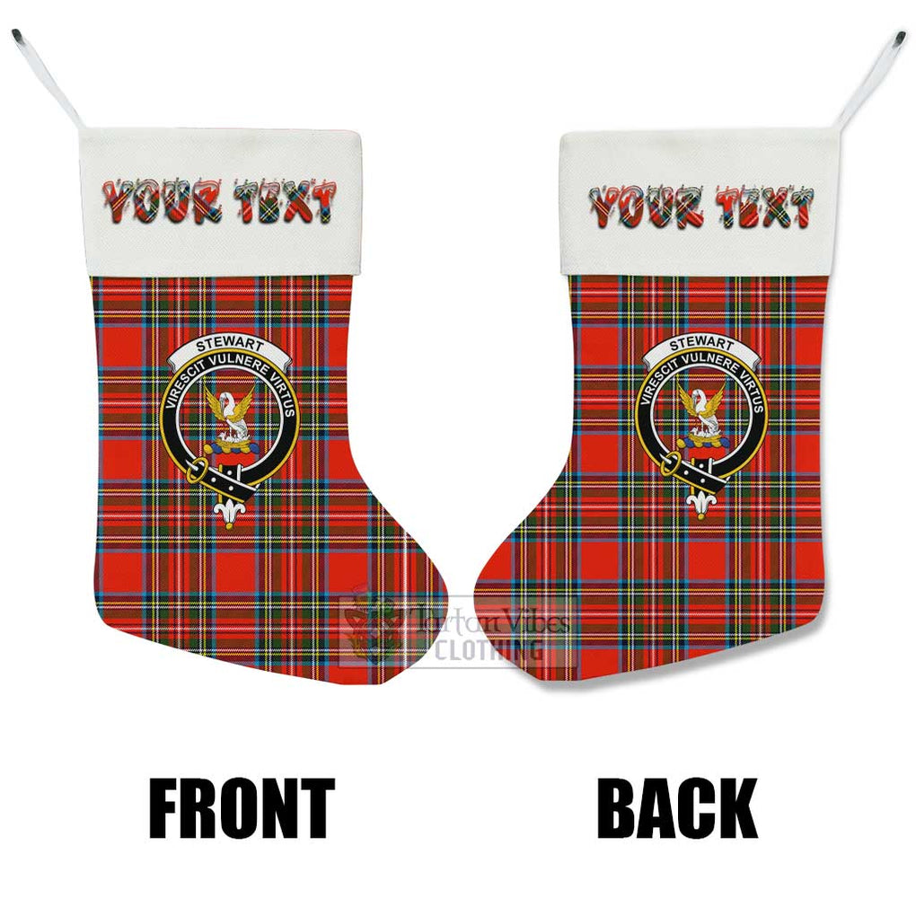 Tartan Vibes Clothing Stewart (Stuart) Tartan Family Crest Christmas Stocking with Personalized Text