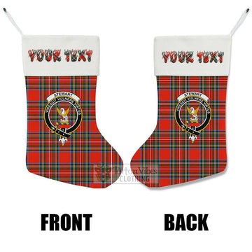 Stewart (Stuart) Tartan Family Crest Christmas Stocking with Personalized Text