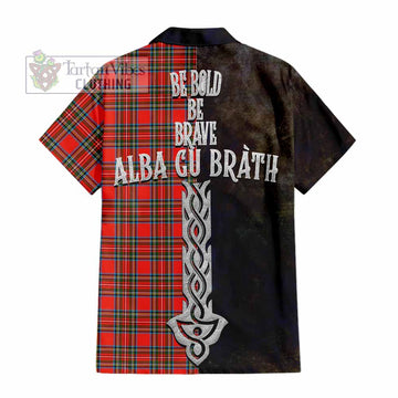 Stewart (Stuart) Tartan Family Crest Hawaiian Shirt Alba Gu Brath Be Brave Lion Ancient Style - Tartan Vibes Clothing