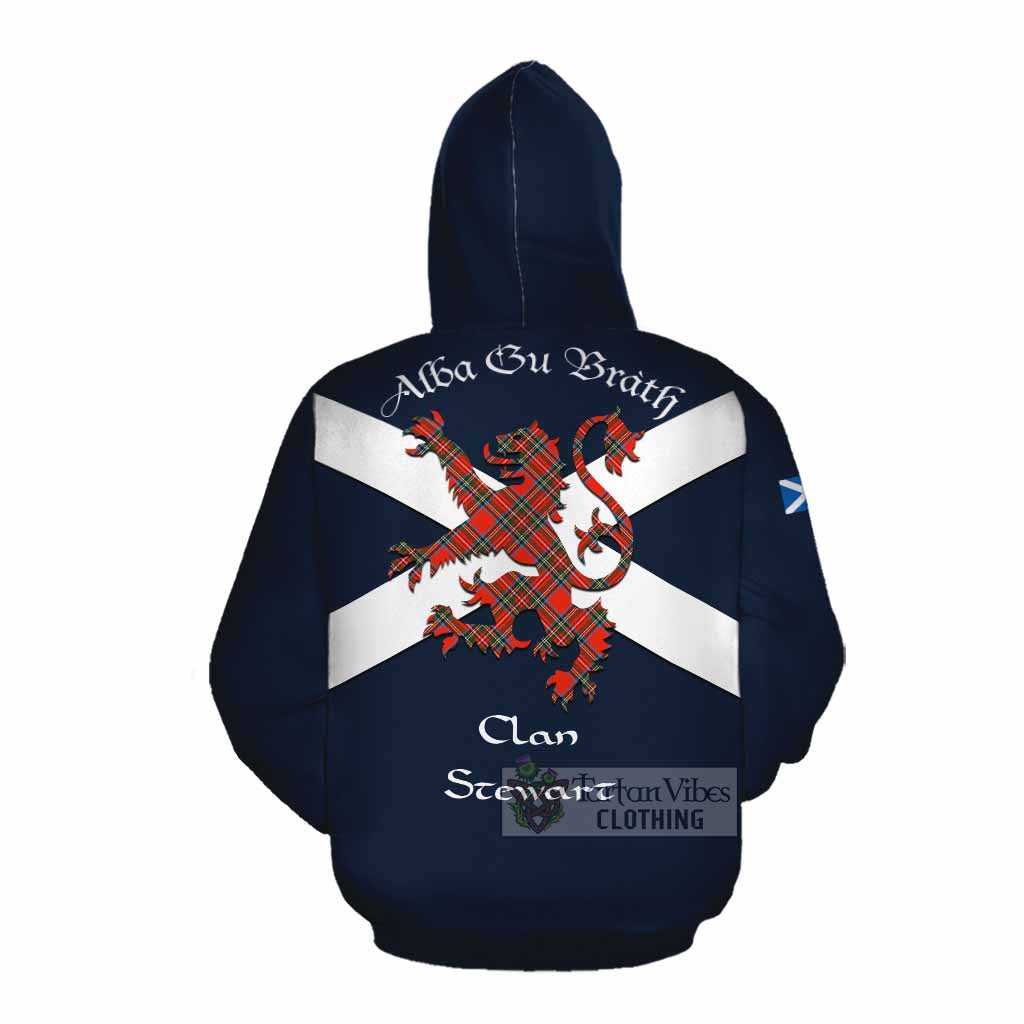 Tartan Vibes Clothing Stewart (Stuart) Tartan Lion Rampant Cotton Hoodie Proudly Display Your Heritage with Alba Gu Brath and Clan Name