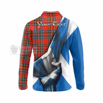 Stewart (Stuart) Tartan Long Sleeve Polo Shirt with Family Crest Scotland Patriotic Style - Tartan Vibes Clothing