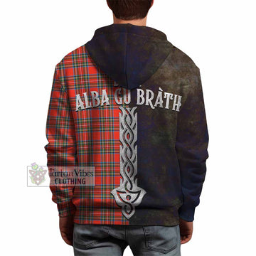 Stewart (Stuart) Tartan Family Crest Hoodie Alba Gu Brath Be Brave Lion Ancient Style - Tartan Vibes Clothing