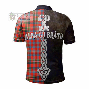 Stewart (Stuart) Tartan Family Crest Polo Shirt Alba Gu Brath Be Brave Lion Ancient Style - Tartan Vibes Clothing