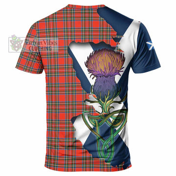 Stewart (Stuart) Tartan Family Crest T-Shirt Scottish Thistle Celtic Inspired - Tartan Vibes Clothing