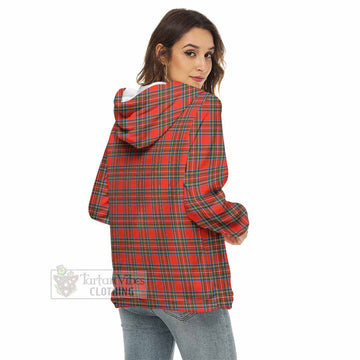 Stewart (Stuart) Tartan Women's Borg Fleece Hoodie with Half Zip - Tartan Vibes Clothing