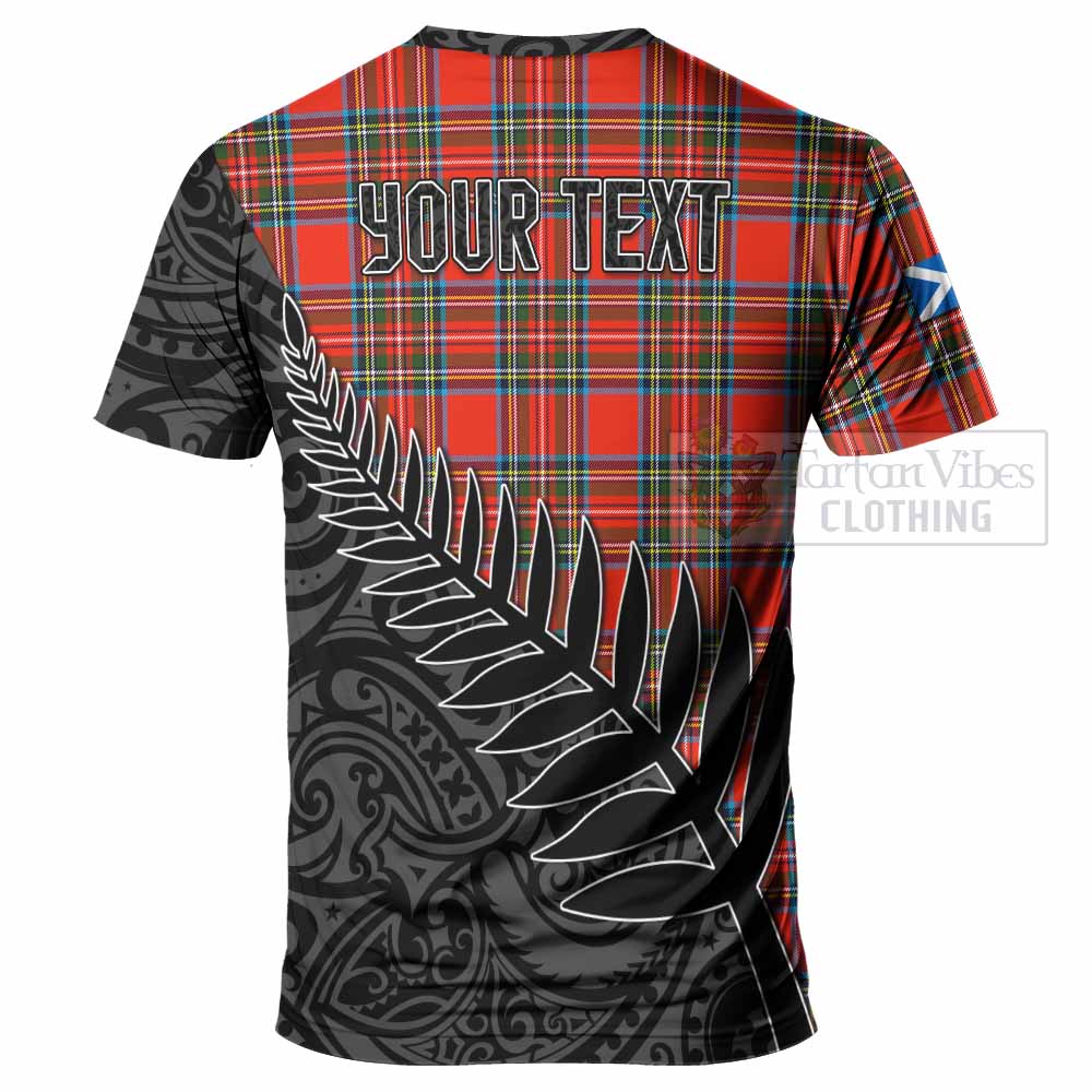 Tartan Vibes Clothing Stewart (Stuart) Crest Tartan T-Shirt with New Zealand Silver Fern Half Style