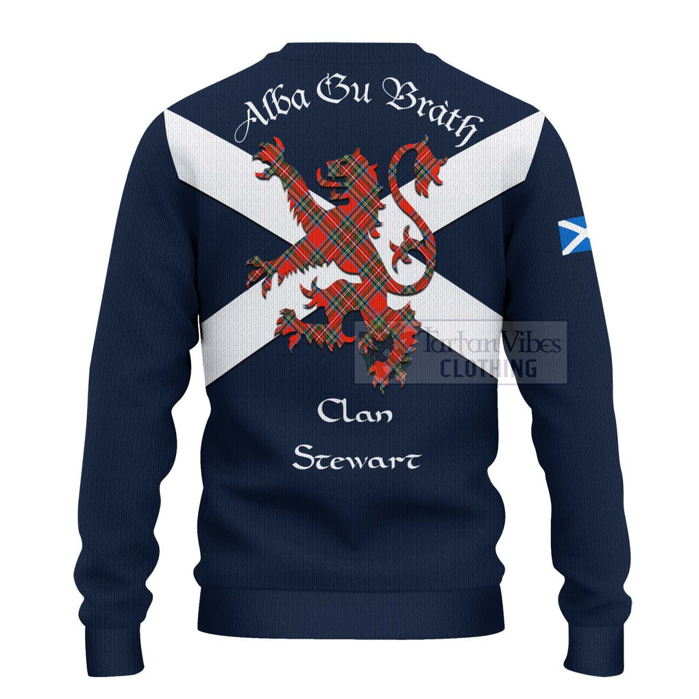 Tartan Vibes Clothing Stewart (Stuart) Tartan Lion Rampant Knitted Sweater – Proudly Display Your Heritage with Alba Gu Brath and Clan Name