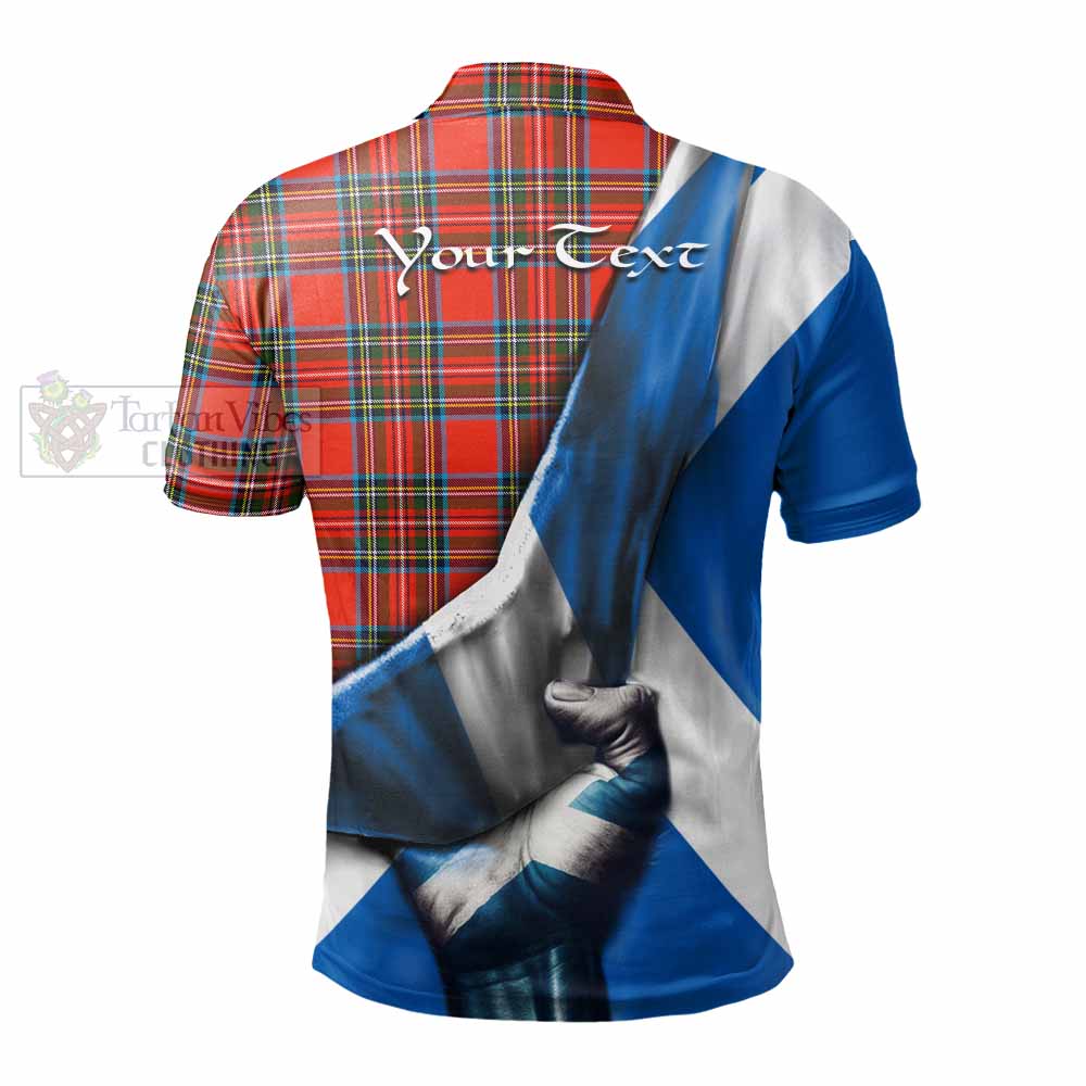 Tartan Vibes Clothing Stewart (Stuart) Tartan Polo Shirt with Family Crest Scotland Patriotic Style