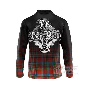 Stewart (Stuart) Tartan Long Sleeve Polo Shirt Featuring Alba Gu Brath Family Crest Celtic Inspired - Tartan Vibes Clothing