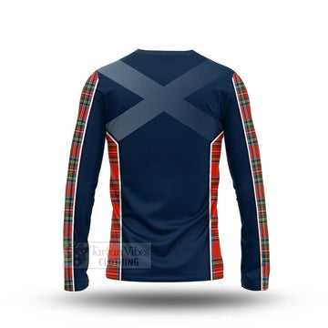 Stewart (Stuart) Tartan Long Sleeve T-Shirt with Family Crest and Scottish Thistle Vibes Sport Style