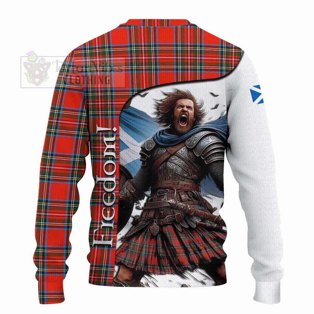 Tartan Vibes Clothing Stewart (Stuart) Crest Tartan Knitted Sweater Inspired by the Freedom of Scottish Warrior