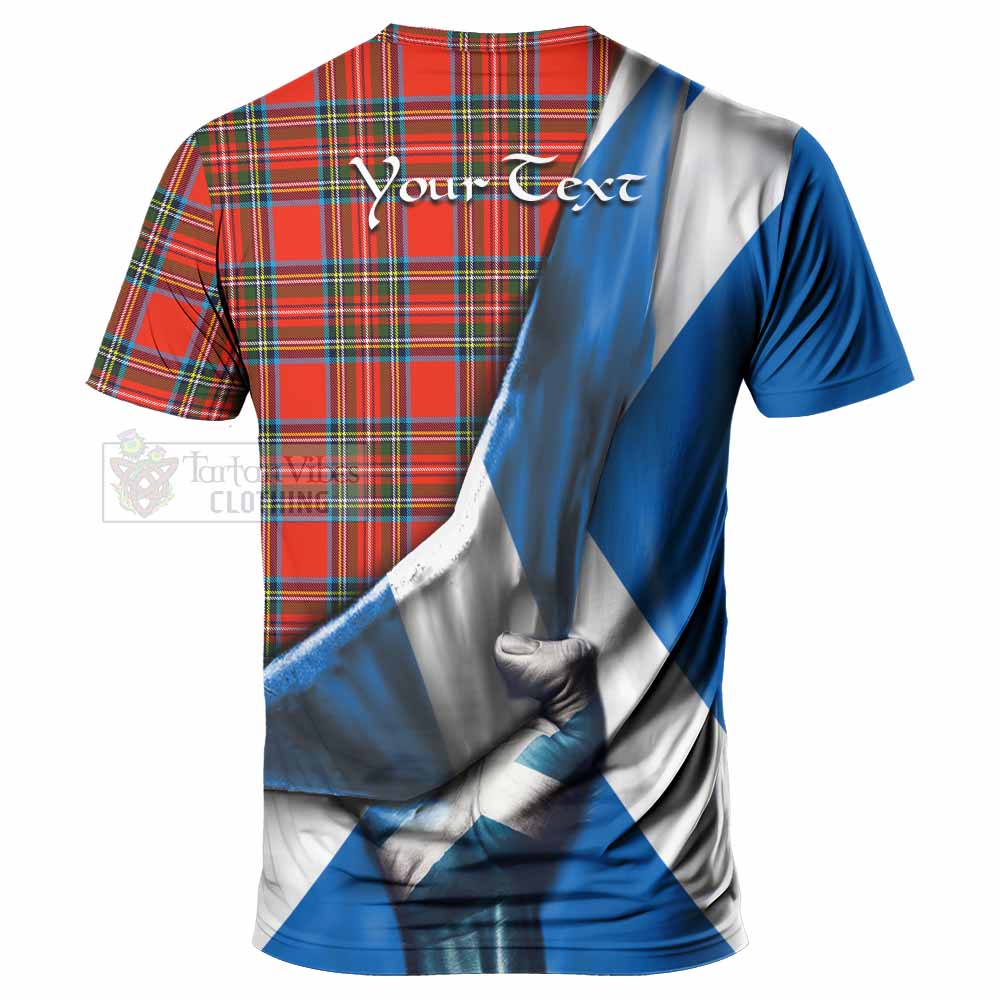 Tartan Vibes Clothing Stewart (Stuart) Tartan T-Shirt with Family Crest Scotland Patriotic Style