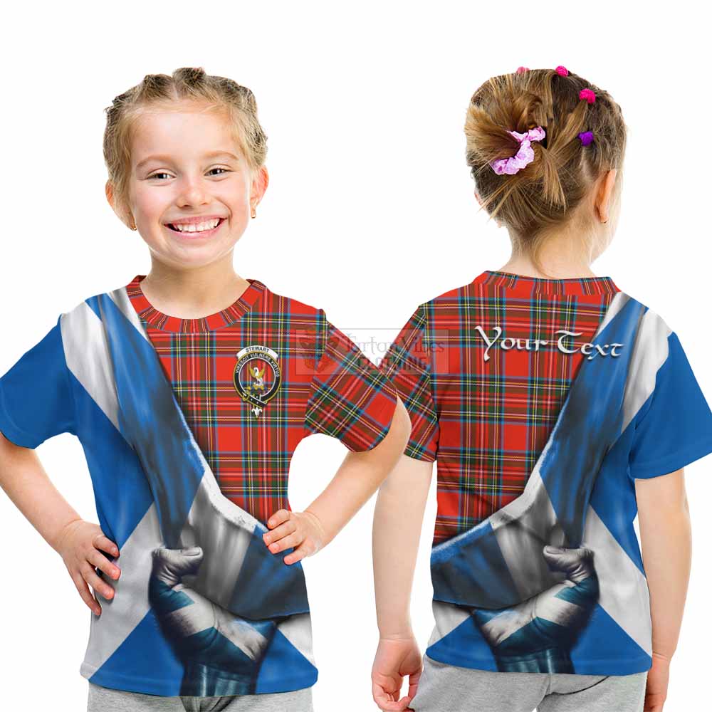 Tartan Vibes Clothing Stewart (Stuart) Tartan Kid T-Shirt with Family Crest Scotland Patriotic Style