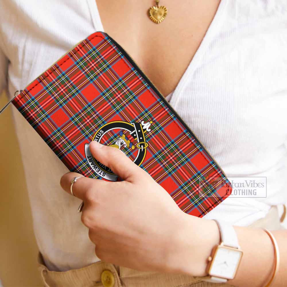 Stewart (Stuart) Tartan Women's Leather Wallet with Family Crest - Tartan Vibes Clothing