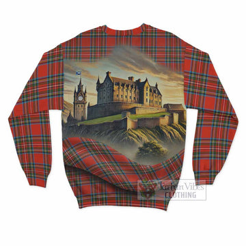Stewart (Stuart) Tartan Family Crest Sweatshirt with Scottish Ancient Castle Style - Tartan Vibes Clothing