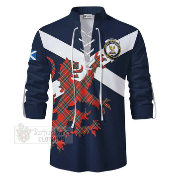 Stewart (Stuart) Tartan Lion Rampant Ghillie Kilt Shirt Proudly Display Your Heritage with Alba Gu Brath and Clan Name