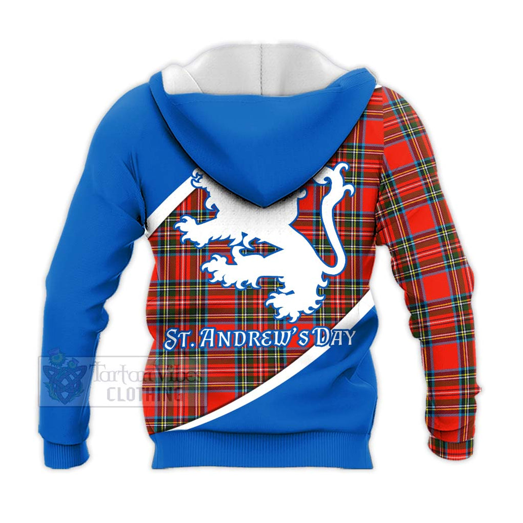 Tartan Vibes Clothing Stewart (Stuart) Family Crest Tartan Knitted Hoodie Celebrate Saint Andrew's Day in Style