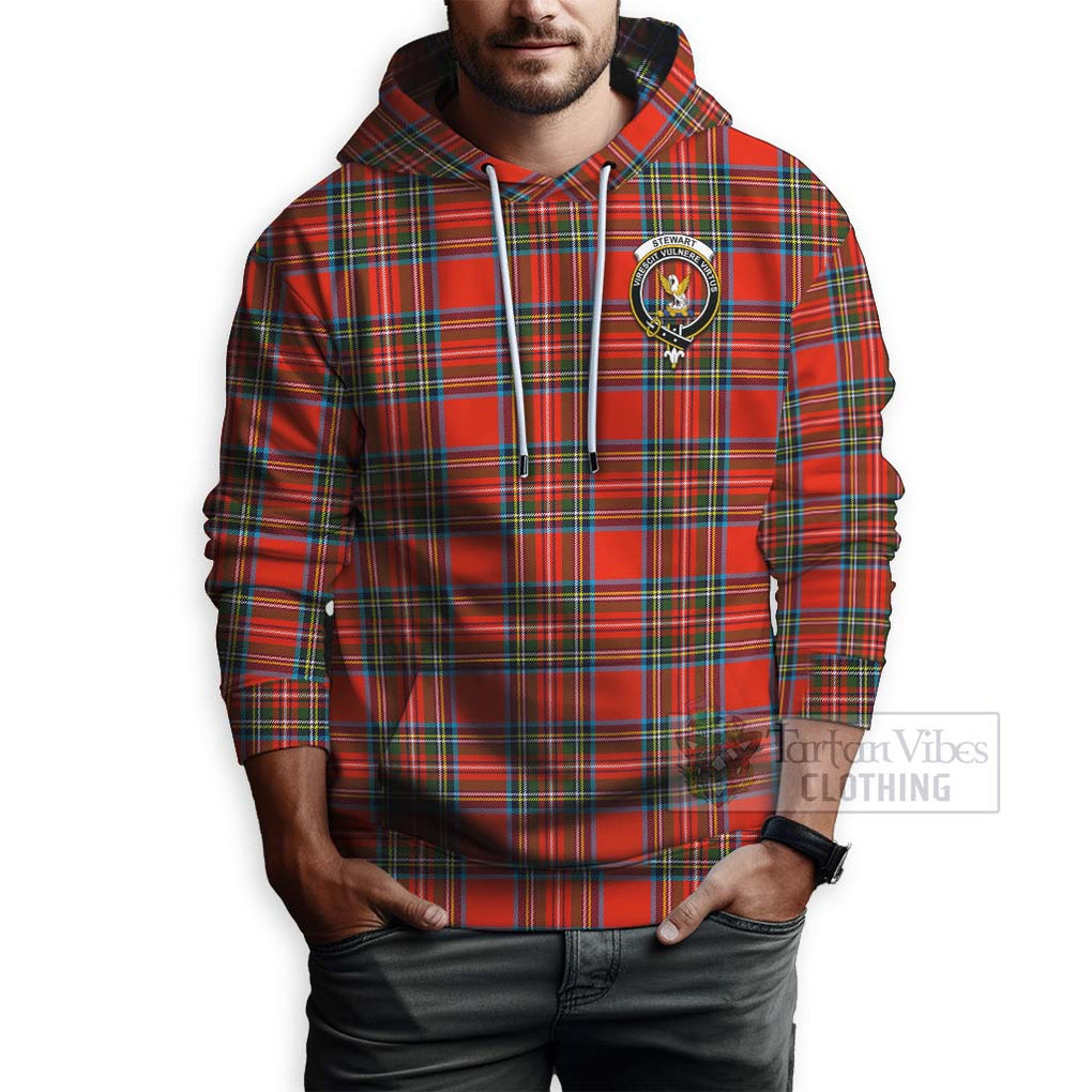 Tartan Vibes Clothing Stewart (Stuart) Tartan Hoodie with Family Crest and Bearded Skull Holding Bottles of Whiskey