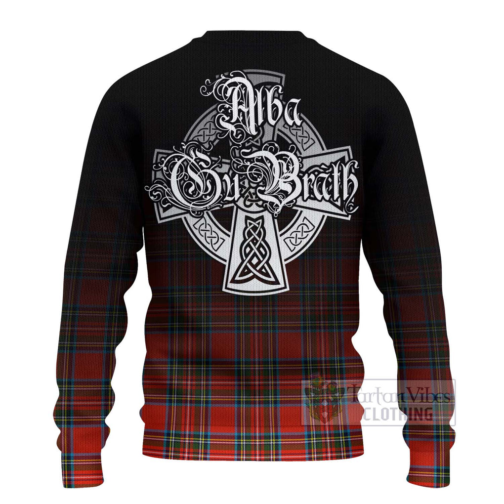 Stewart (Stuart) Tartan Ugly Sweater Featuring Alba Gu Brath Family Crest Celtic Inspired - Tartan Vibes Clothing