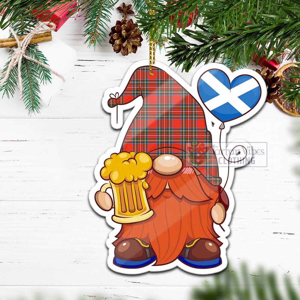 Tartan Vibes Clothing Stewart (Stuart) Tartan Gnome Holding Beer Glass Christmas Ornament with Personalized National Flag