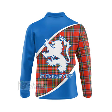 Stewart (Stuart) Family Crest Tartan Long Sleeve Polo Shirt Celebrate Saint Andrew's Day in Style