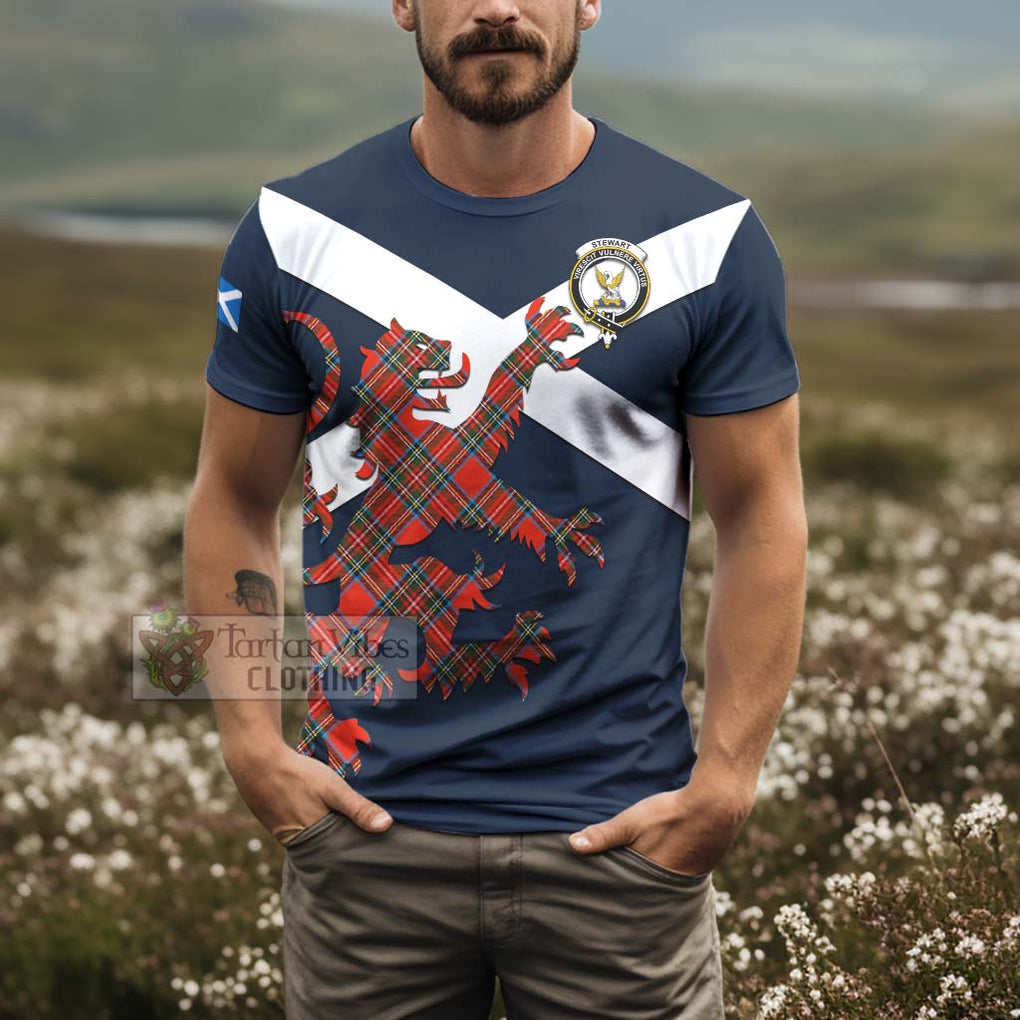 Tartan Vibes Clothing Stewart (Stuart) Tartan Lion Rampant T-Shirt – Proudly Display Your Heritage with Alba Gu Brath and Clan Name