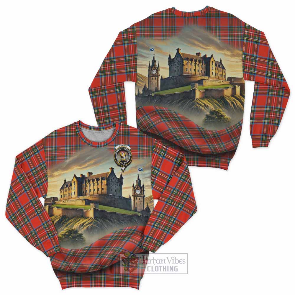 Stewart (Stuart) Tartan Family Crest Sweatshirt with Scottish Ancient Castle Style - Tartan Vibes Clothing
