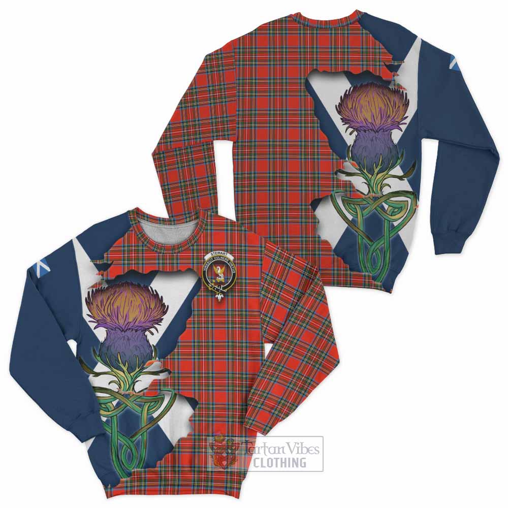 Stewart (Stuart) Tartan Family Crest Sweatshirt Scottish Thistle Celtic Inspired - Tartan Vibes Clothing