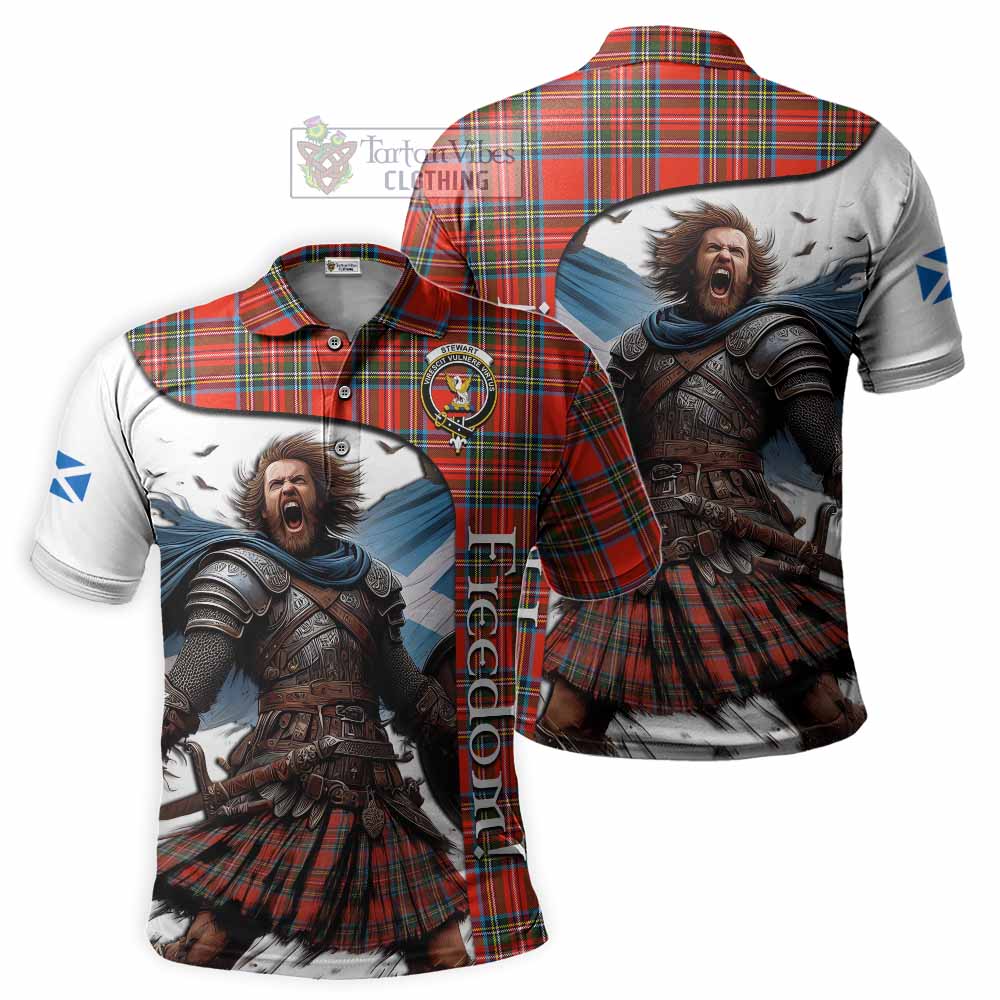 Tartan Vibes Clothing Stewart (Stuart) Crest Tartan Polo Shirt Inspired by the Freedom of Scottish Warrior