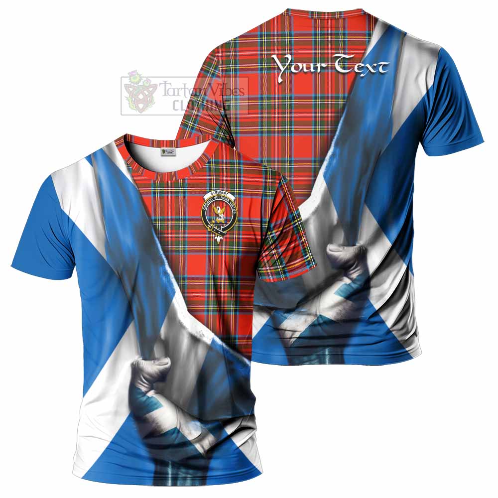 Tartan Vibes Clothing Stewart (Stuart) Tartan T-Shirt with Family Crest Scotland Patriotic Style