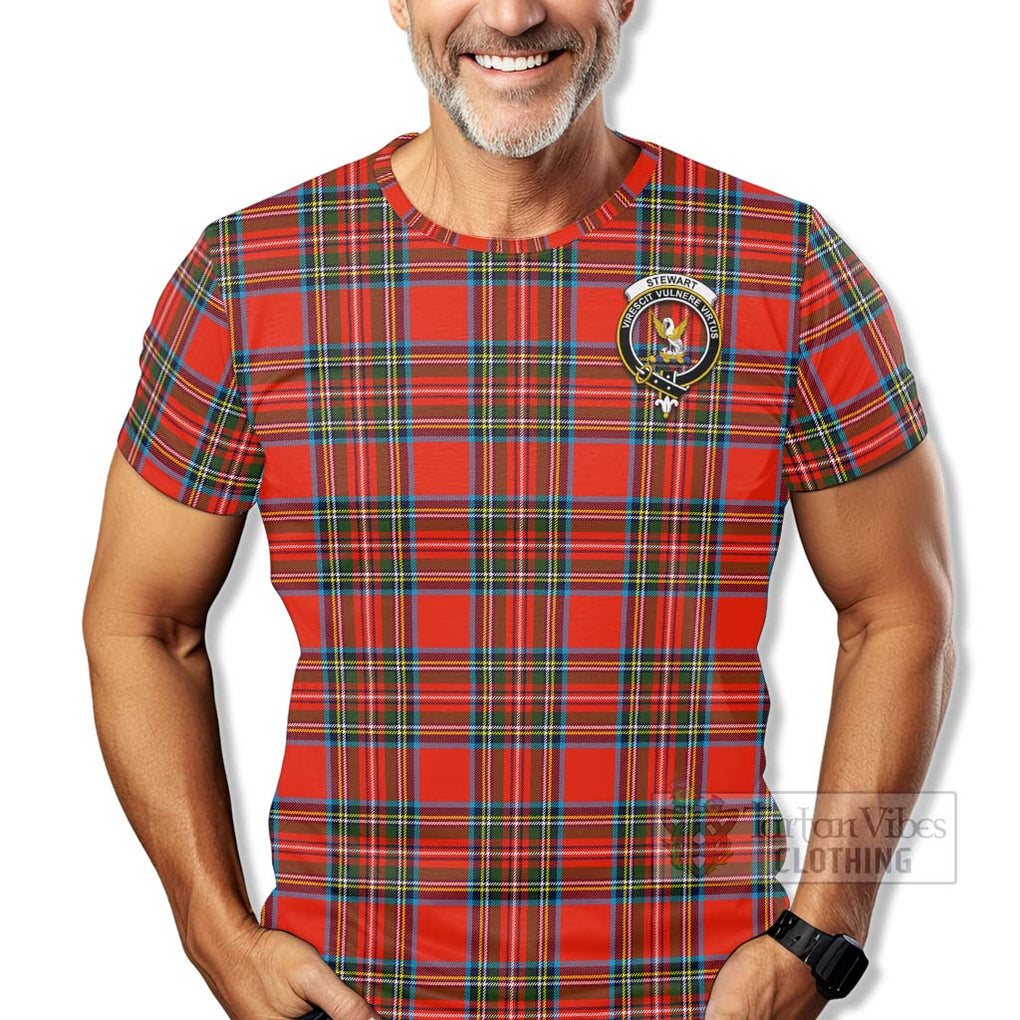 Tartan Vibes Clothing Stewart (Stuart) Tartan T-Shirt with Family Crest Celtic Skull Style