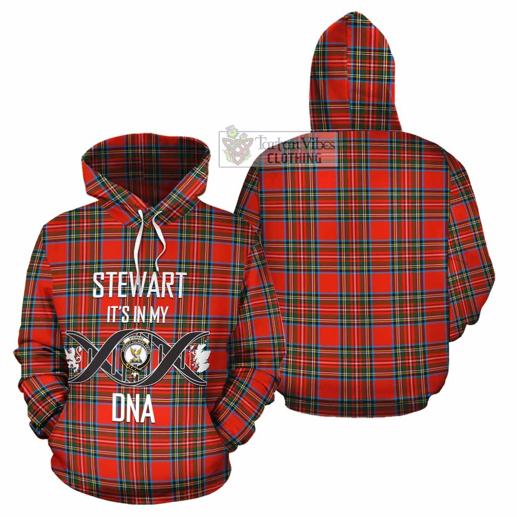 Tartan Vibes Clothing Stewart (Stuart) Tartan Cotton Hoodie with Family Crest DNA In Me Style