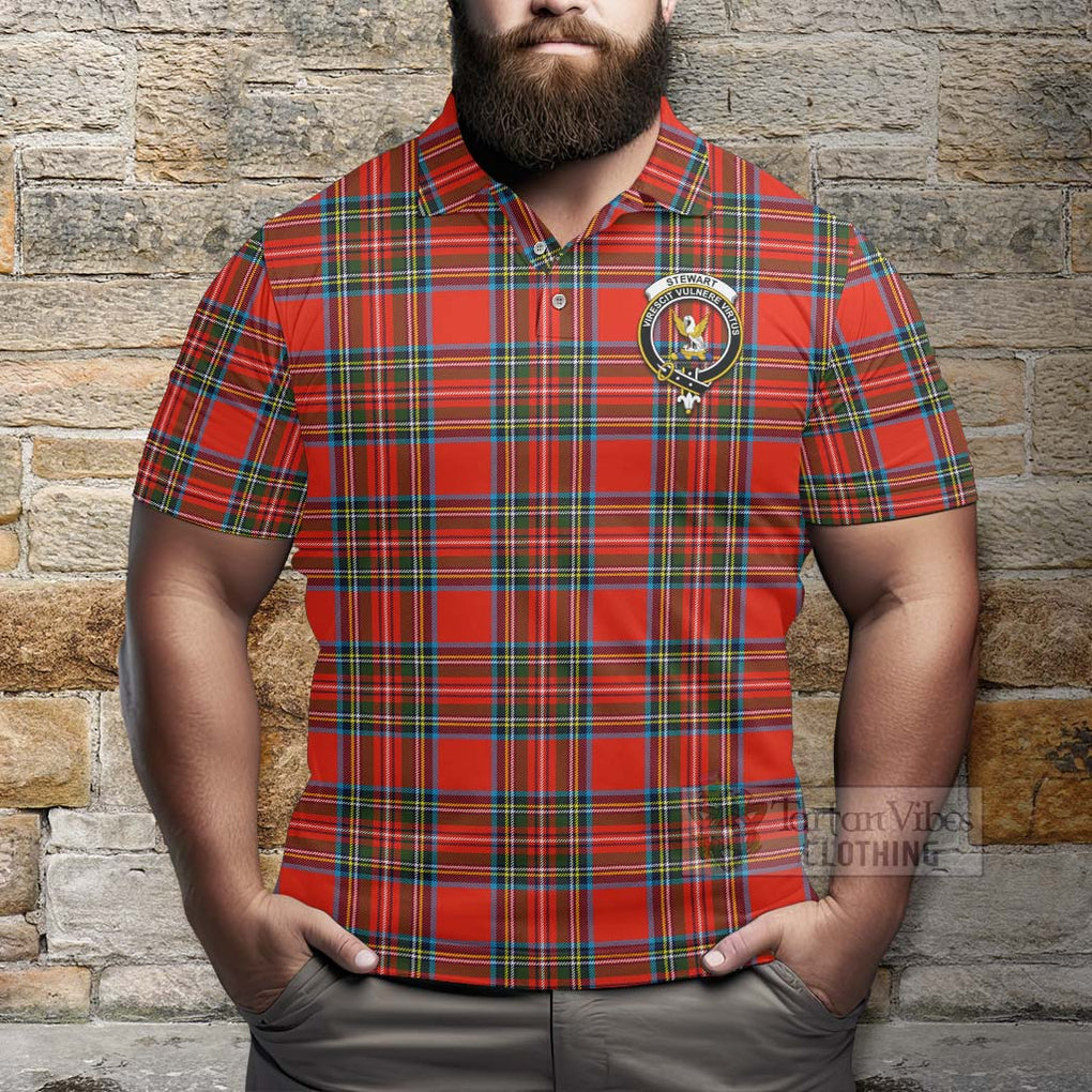 Tartan Vibes Clothing Stewart (Stuart) Tartan Polo Shirt with Family Crest Celtic Skull Style