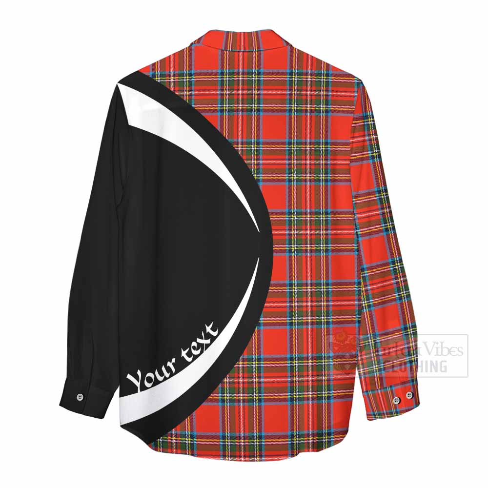 Tartan Vibes Clothing Stewart (Stuart) Tartan Women's Casual Shirt with Family Crest Circle Style