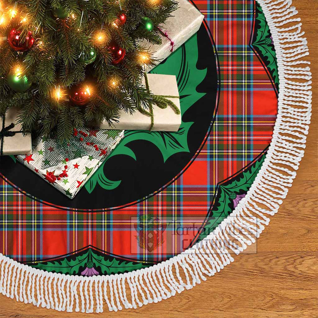 Tartan Vibes Clothing Stewart (Stuart) Tartan Christmas Tree Skirt Scottish Thistle Style