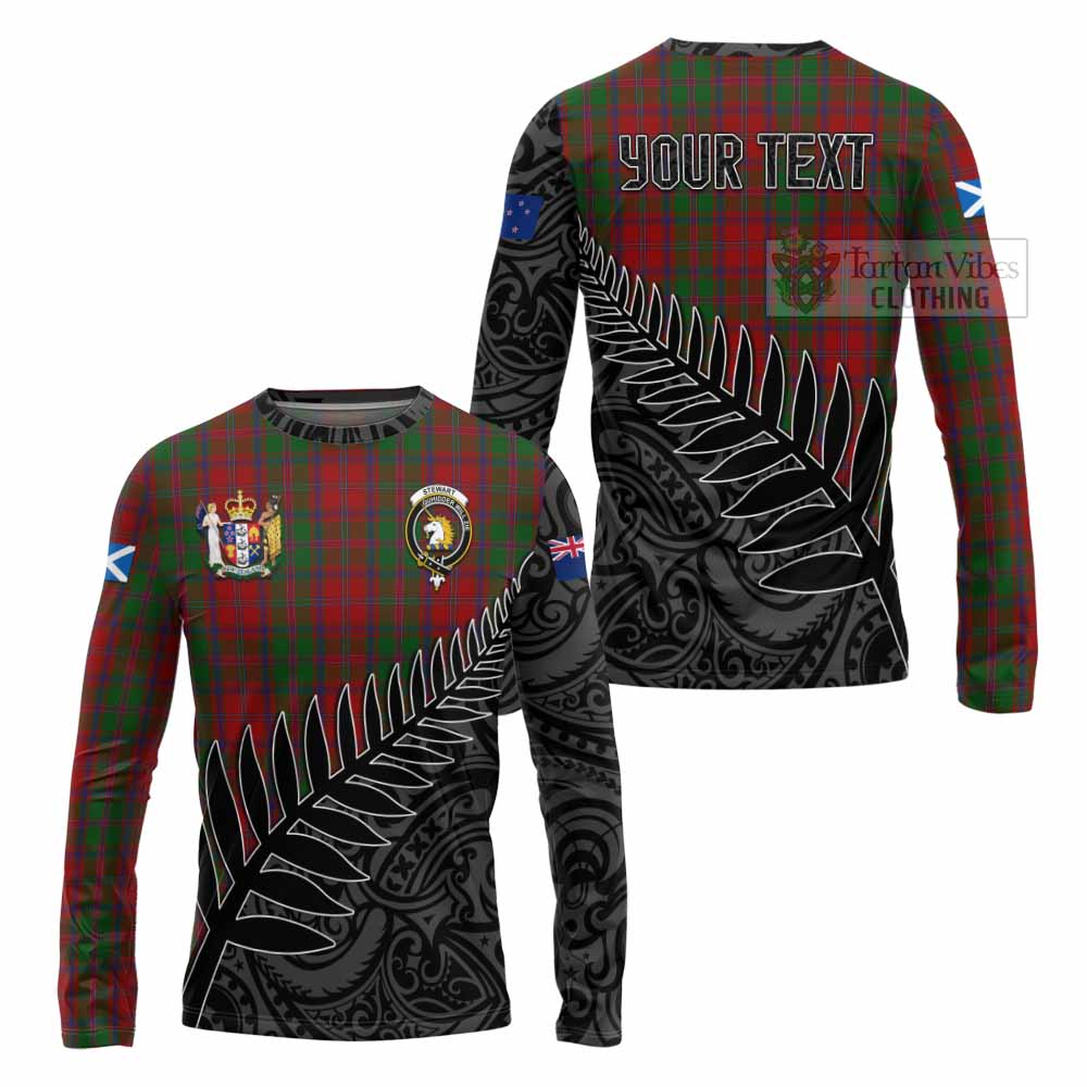 Tartan Vibes Clothing Stewart (Stuart) of Appin Crest Tartan Long Sleeve T-Shirt with New Zealand Silver Fern Half Style