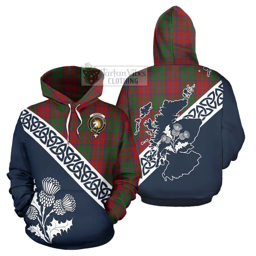 Tartan Vibes Clothing Stewart (Stuart) of Appin Tartan Hoodie Featuring Thistle and Scotland Map