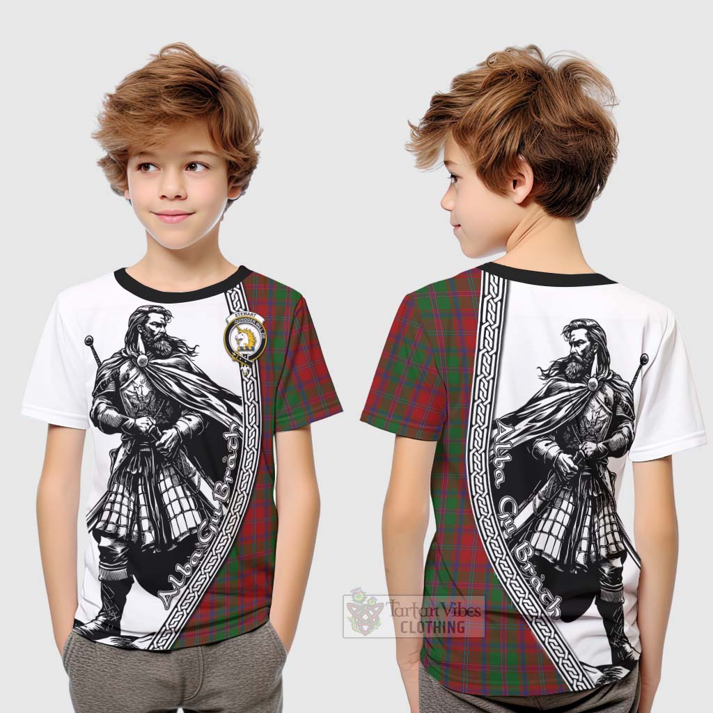 Tartan Vibes Clothing Stewart (Stuart) of Appin Tartan Clan Crest Kid T-Shirt with Highlander Warrior Celtic Style