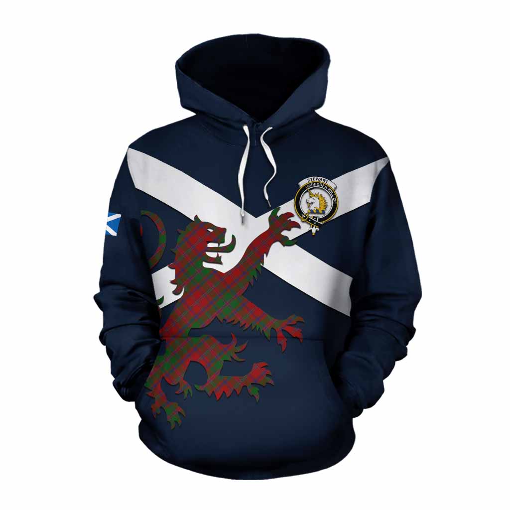 Tartan Vibes Clothing Stewart (Stuart) of Appin Tartan Lion Rampant Cotton Hoodie Proudly Display Your Heritage with Alba Gu Brath and Clan Name