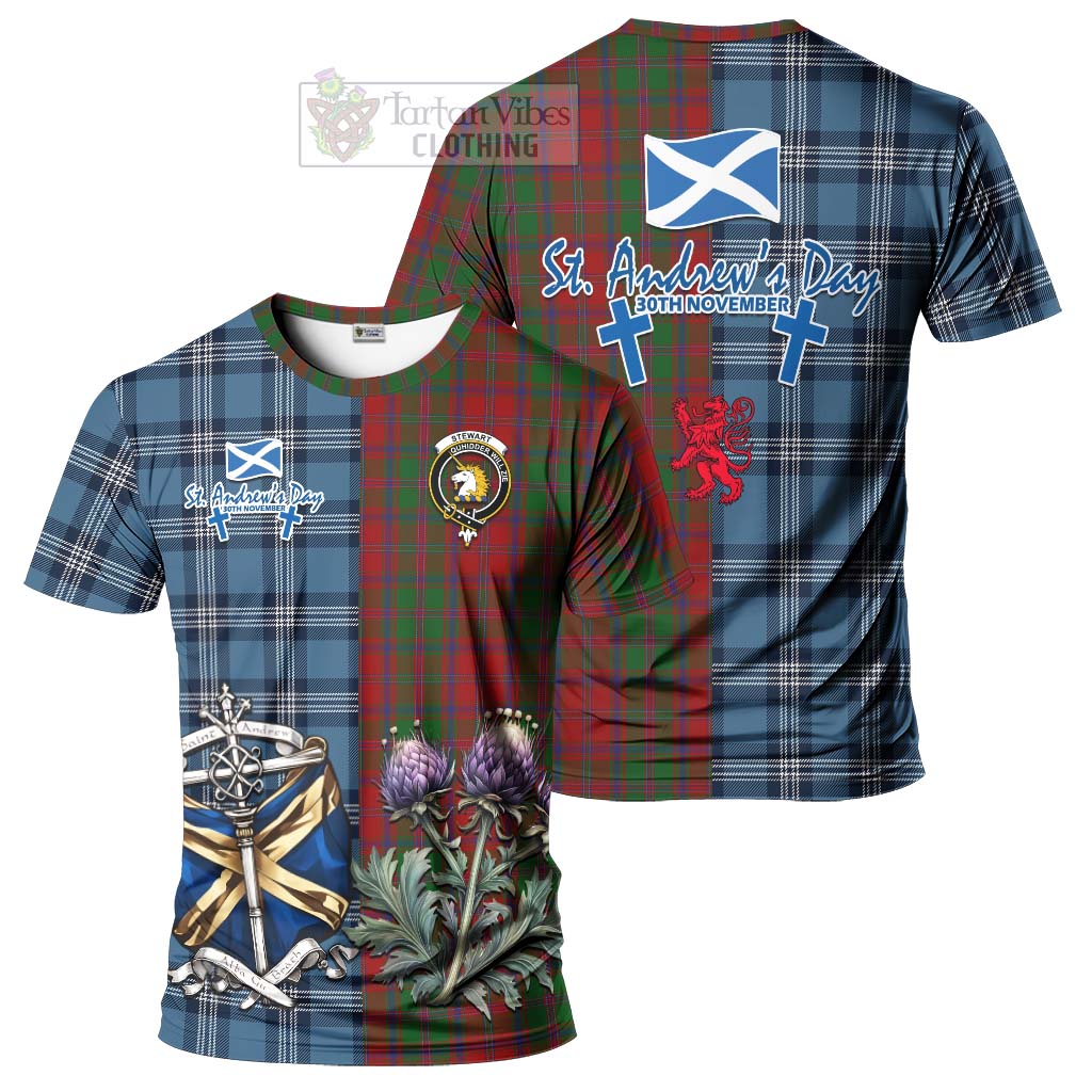 Tartan Vibes Clothing Stewart (Stuart) of Appin Tartan T-Shirt Happy St. Andrew's Day Half Tartan Style