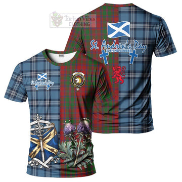 Stewart (Stuart) of Appin Tartan T-Shirt Happy St. Andrew's Day Half Tartan Style