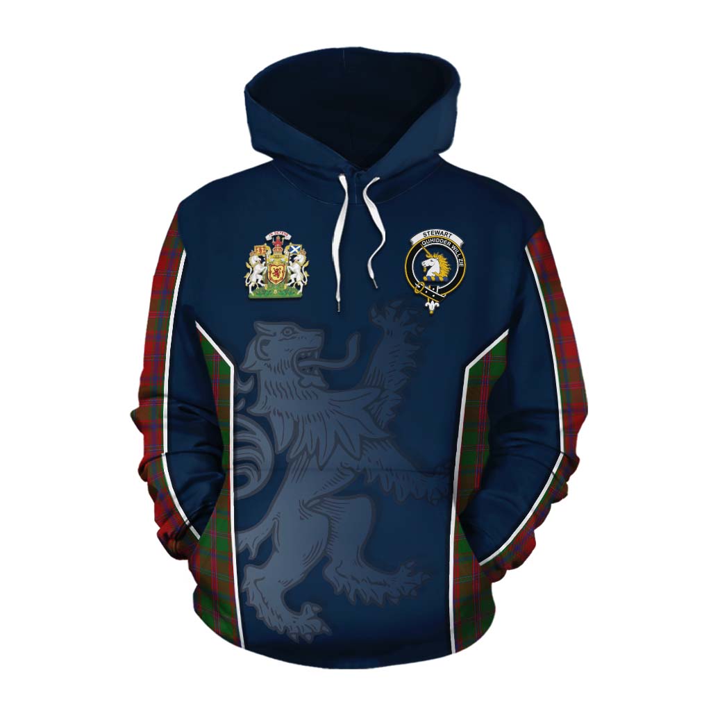 Tartan Vibes Clothing Stewart (Stuart) of Appin Tartan Cotton Hoodie with Family Crest and Lion Rampant Vibes Sport Style