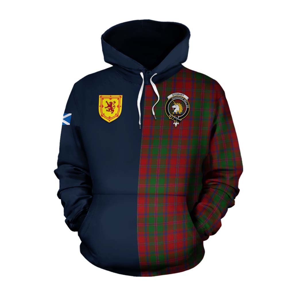 Tartan Vibes Clothing Stewart (Stuart) of Appin Tartan Cotton Hoodie Alba with Scottish Lion Royal Arm Half Style