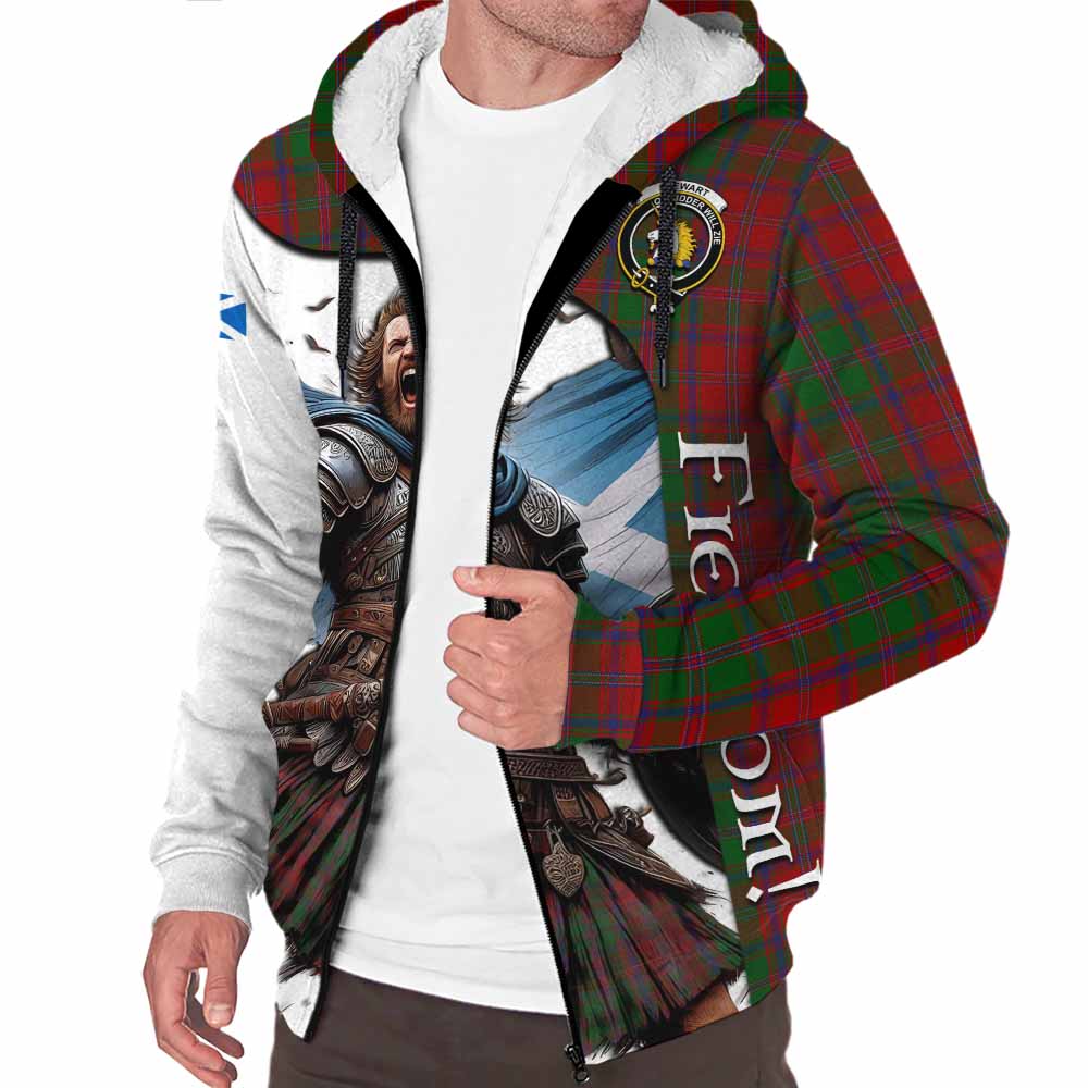 Tartan Vibes Clothing Stewart (Stuart) of Appin Crest Tartan Sherpa Hoodie Inspired by the Freedom of Scottish Warrior