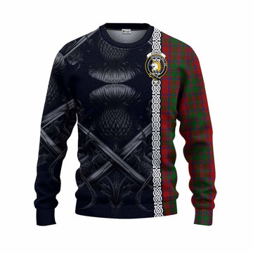 Stewart (Stuart) of Appin Tartan Knitted Sweater with Family Crest Cross Sword Thistle Celtic Vibes