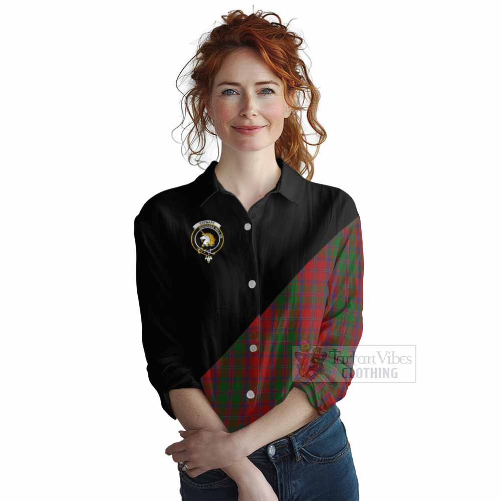 Tartan Vibes Clothing Stewart (Stuart) of Appin Tartan Women's Casual Shirt with Family Crest and Military Logo Style