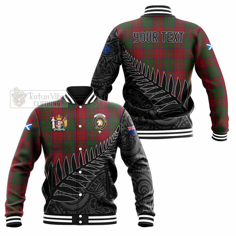 Tartan Vibes Clothing Stewart (Stuart) of Appin Crest Tartan Baseball Jacket with New Zealand Silver Fern Half Style