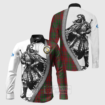 Stewart (Stuart) of Appin Tartan Clan Crest Long Sleeve Button Shirt with Highlander Warrior Celtic Style